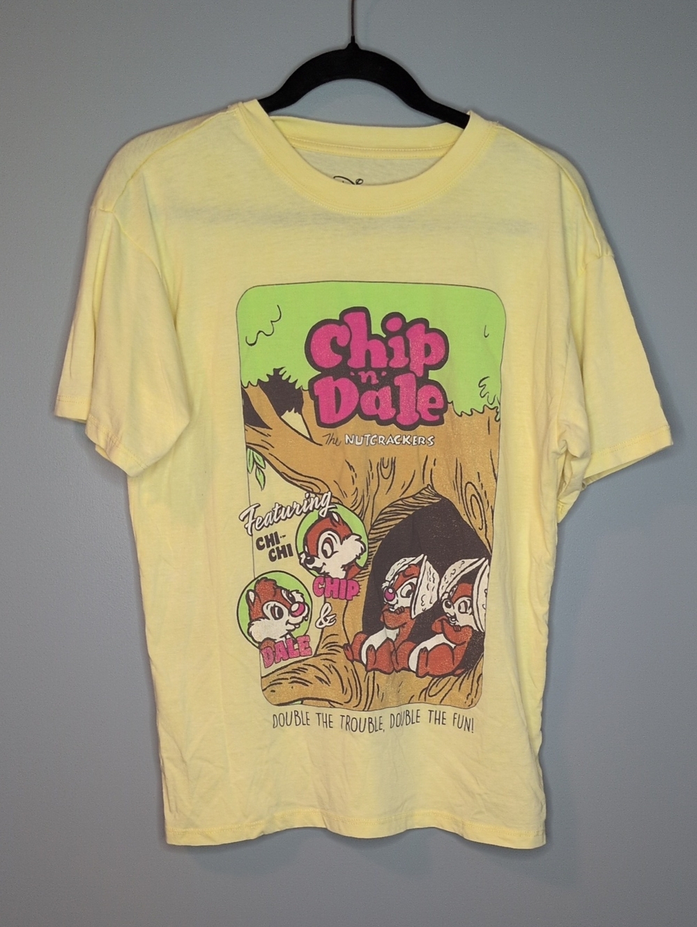 Chip 'n Dale Graphic Tee - Yellow Adult Size S T-Shirt